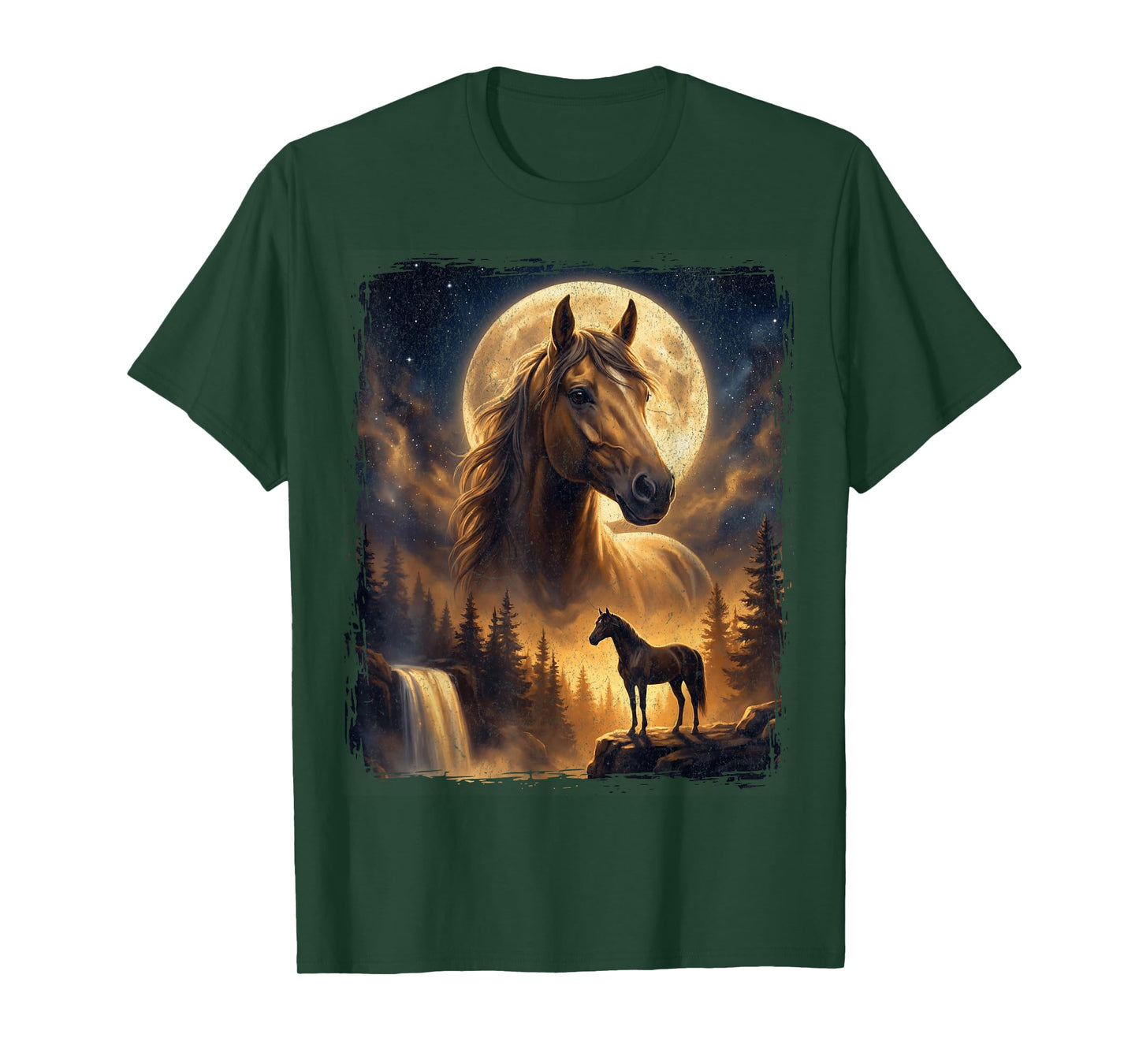 Mystical Retro Majestic Horse Spirit Animal Full Moon Nature T-Shirt