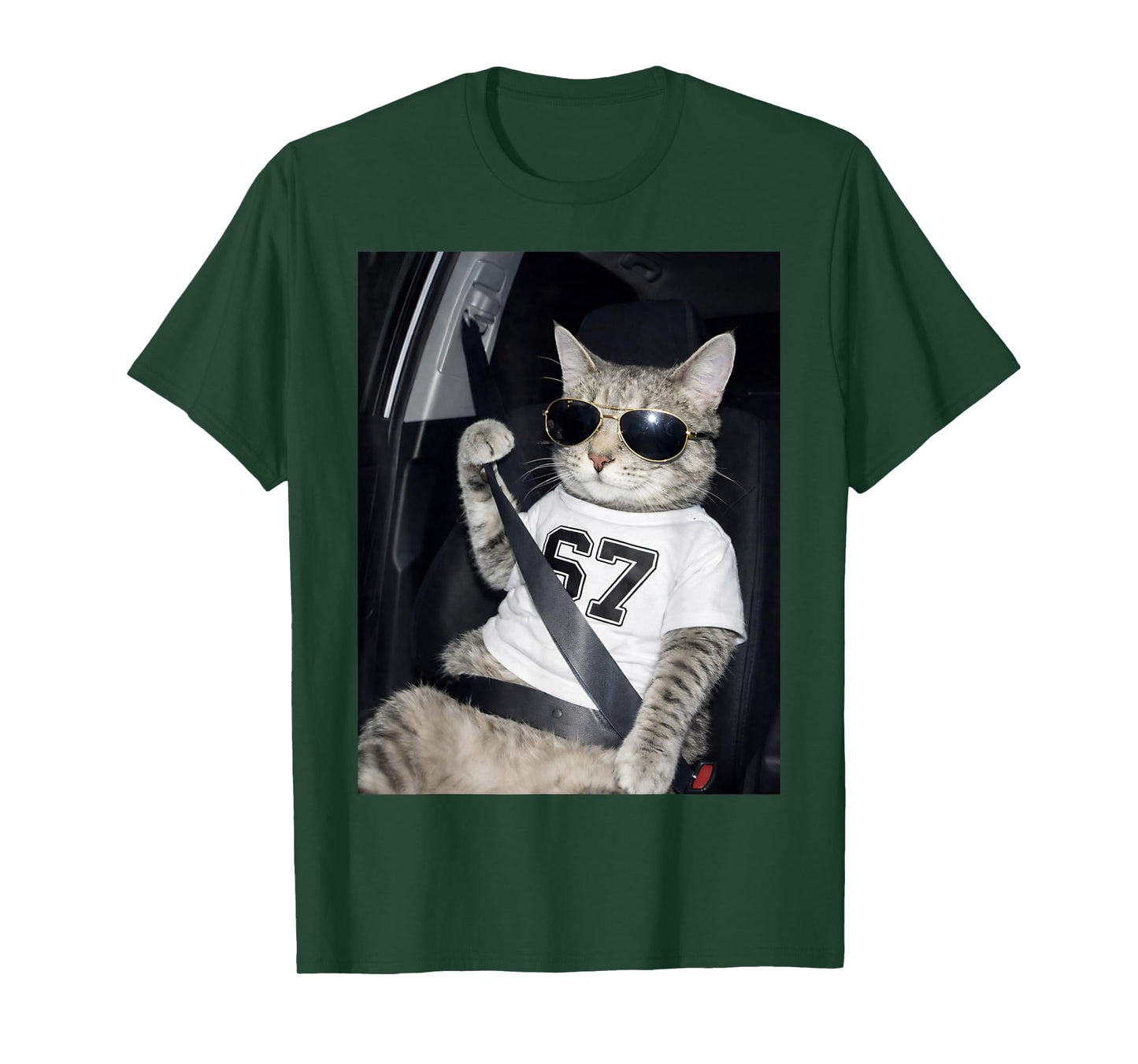 Funny 67 Cat Wearing Sunglasses Six Seven 6 7 Cool Cat Meme T-Shirt