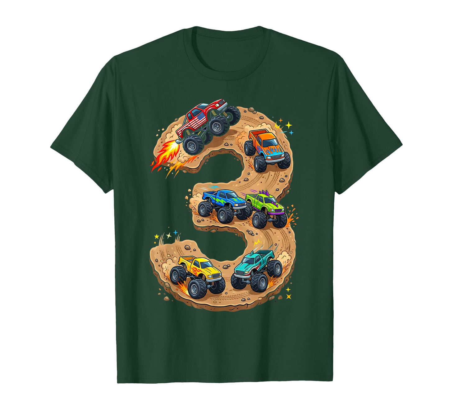 3 Year Old Monster Truck Boy Toddler 3rd Birthday Party T-Shirt