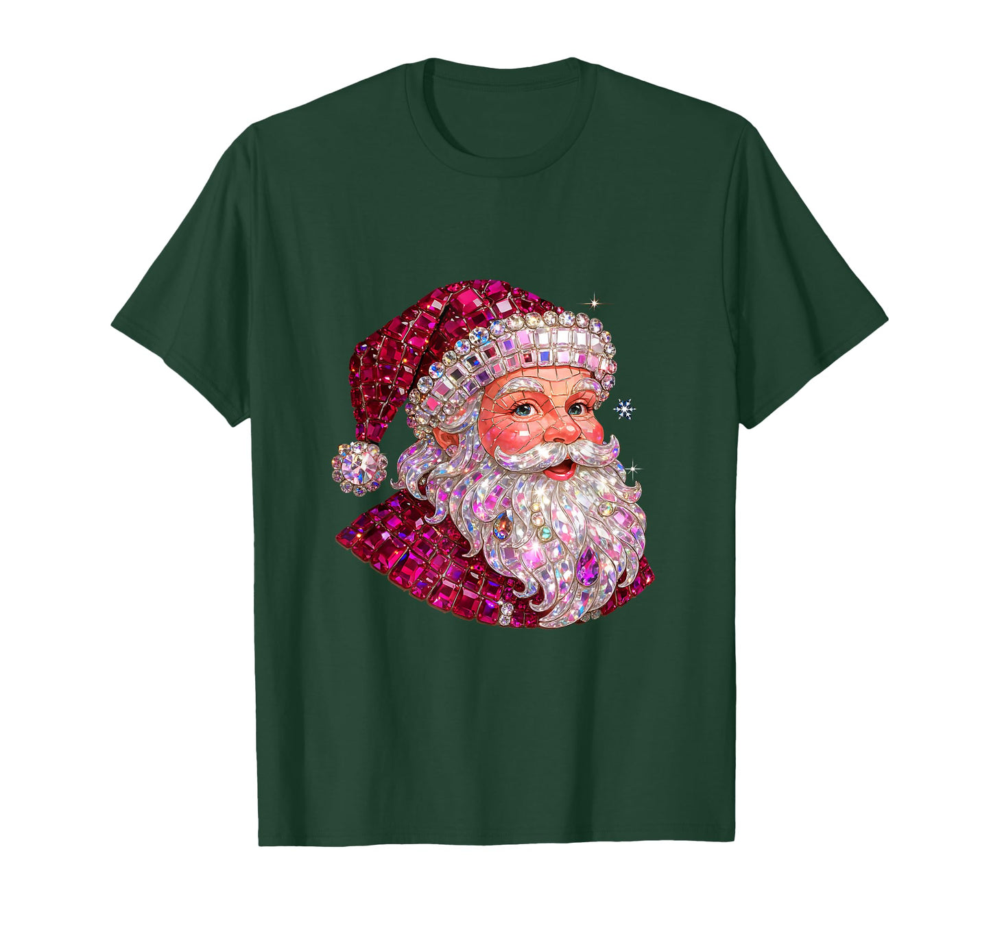 Pink Sparkle Santa Christmas Aesthetic Design T-Shirt
