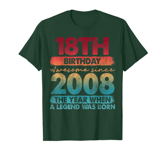 18 Year Old Gifts Vintage 2008 Limited Edition 18th Birthday T-Shirt