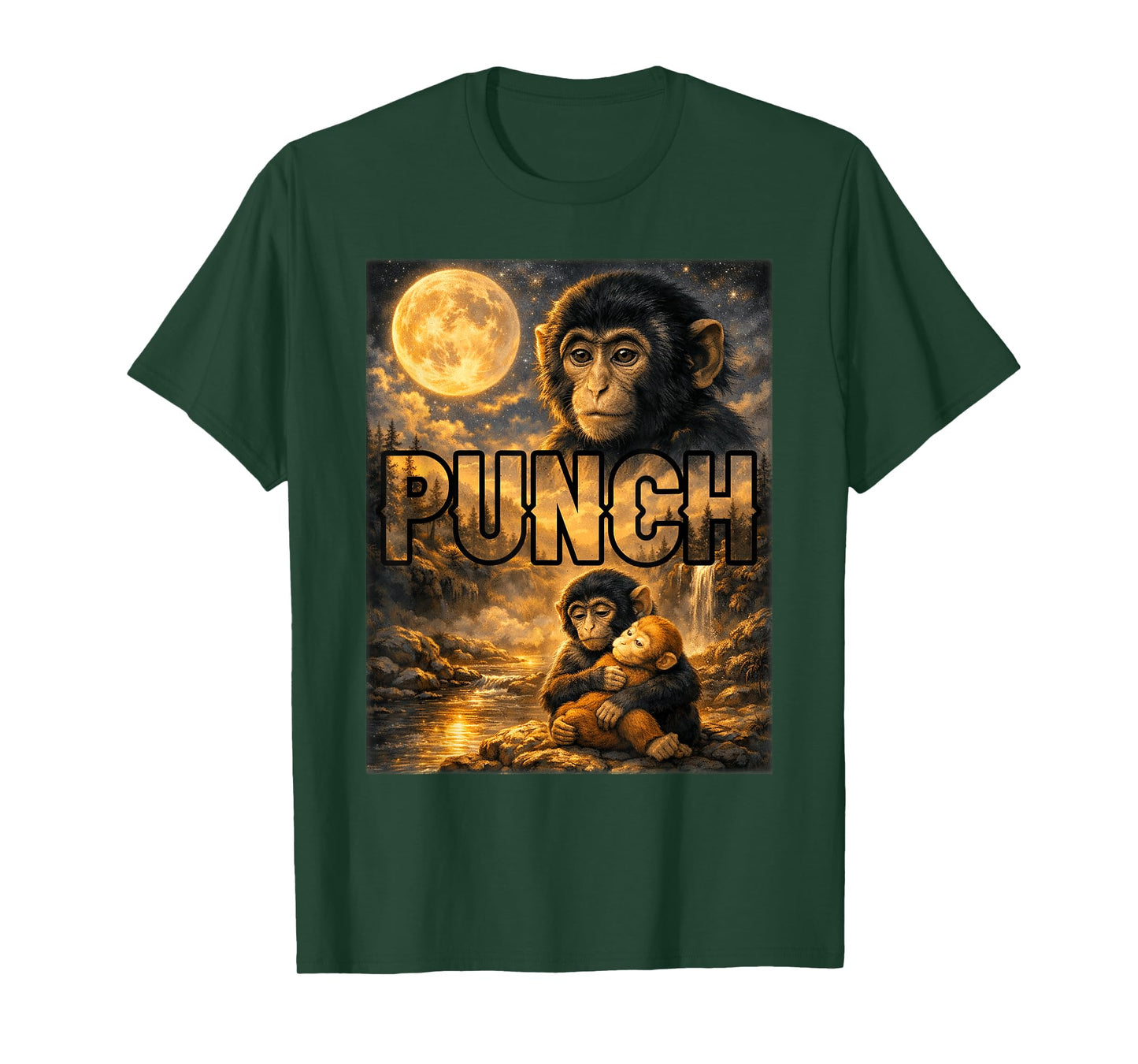Punch The Monkey Cuddling Stuffed Animal Meme Viral Internet T-Shirt