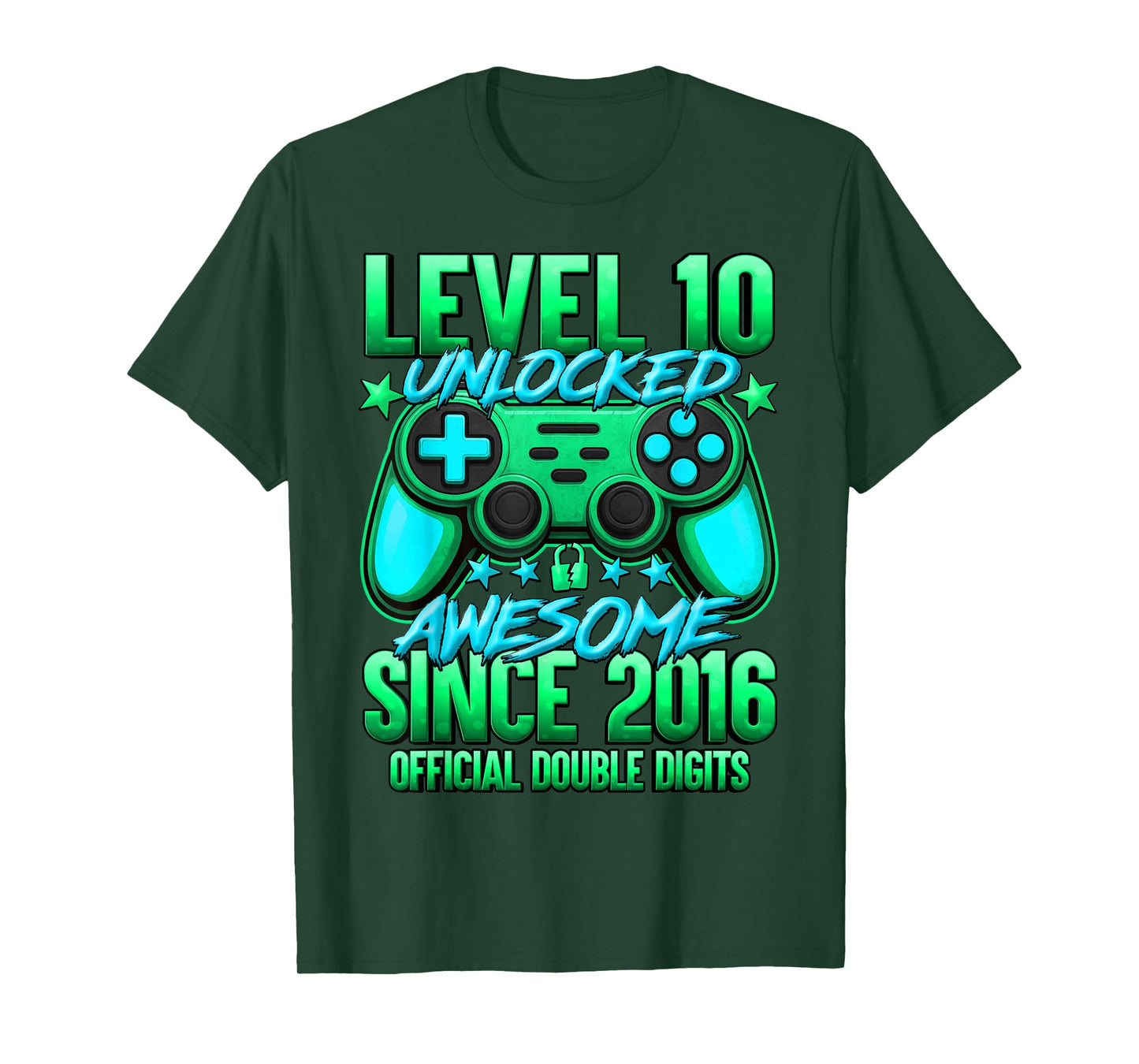 Official Double Digits Level 10 Unlocked 10th Birthday Boy T-Shirt