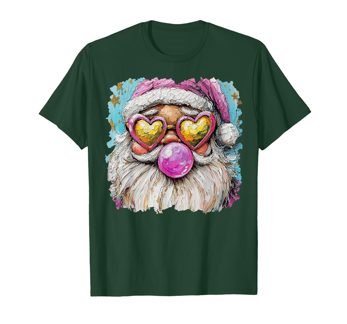 Santa Heart Glasses Christmas Art T-Shirt
