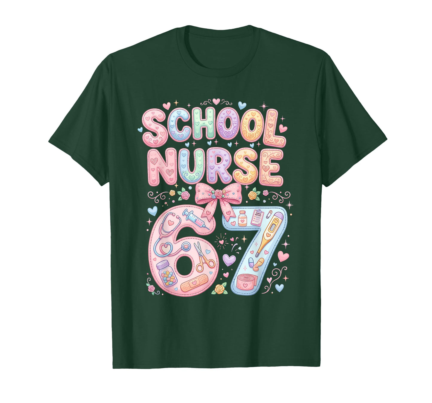 Funny School Nurse 67 Meme Gen Z Alpha Cute Nursing Humor T-Shirt
