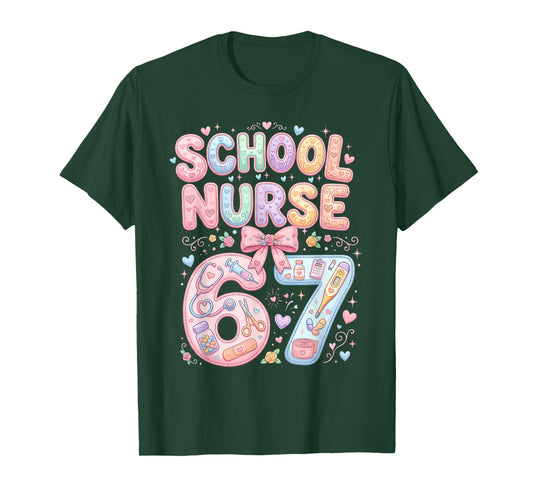 Funny School Nurse 67 Meme Gen Z Alpha Cute Nursing Humor T-Shirt