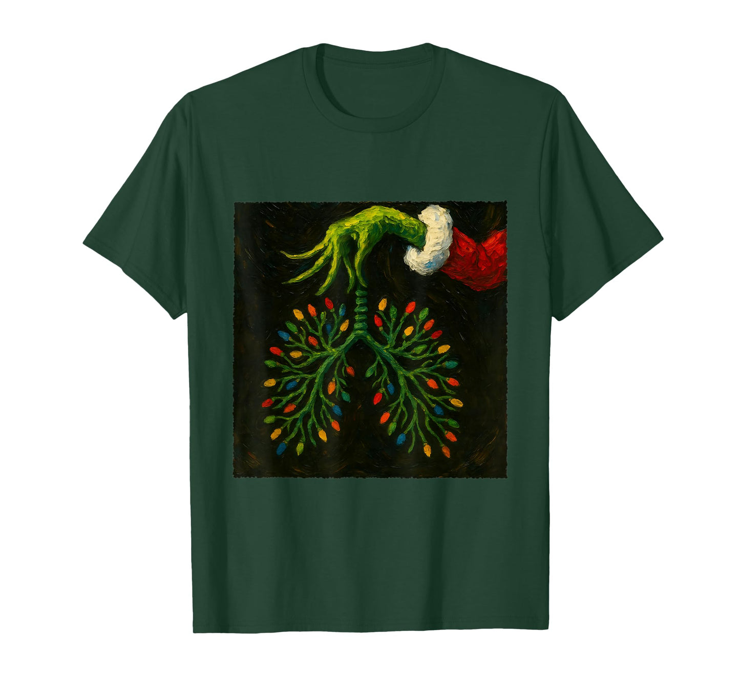 Funny Christmas RT Nurse Lung Lights Tee T-Shirt