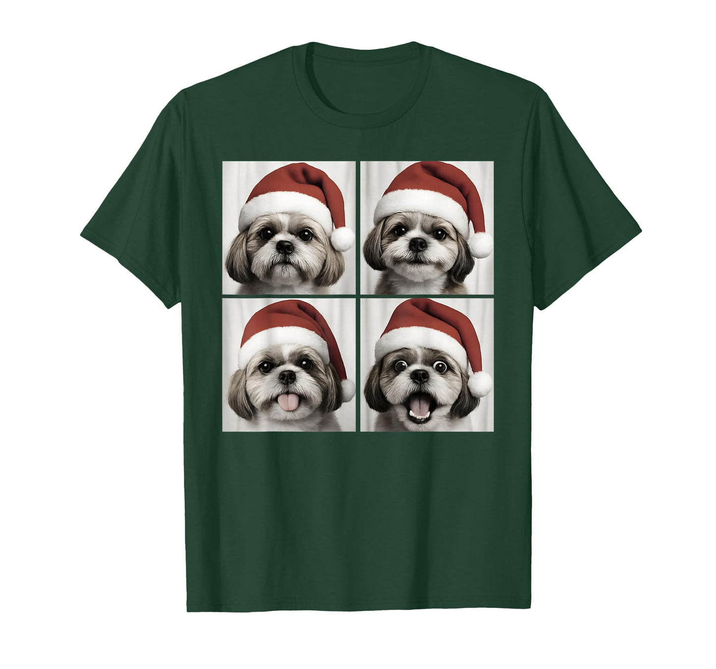 Funny Christmas Shih Tzu Santa Dog Lover Photo Booth T-Shirt