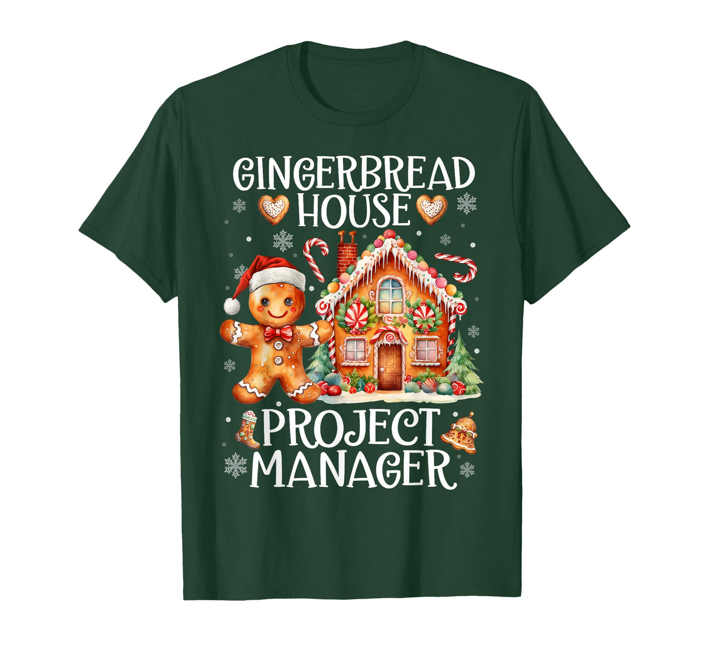 Gingerbread House Project Manager Cookie Christmas Pajamas T-Shirt