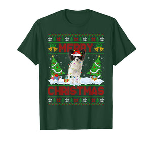 Papillon Dog Christmas Ugly Sweater Funny Santa Hat Dog Xmas T-Shirt