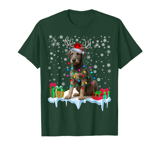 Irish Wolfhound Christmas Santa Hat Reindeer Pajama Dog Xmas T-Shirt