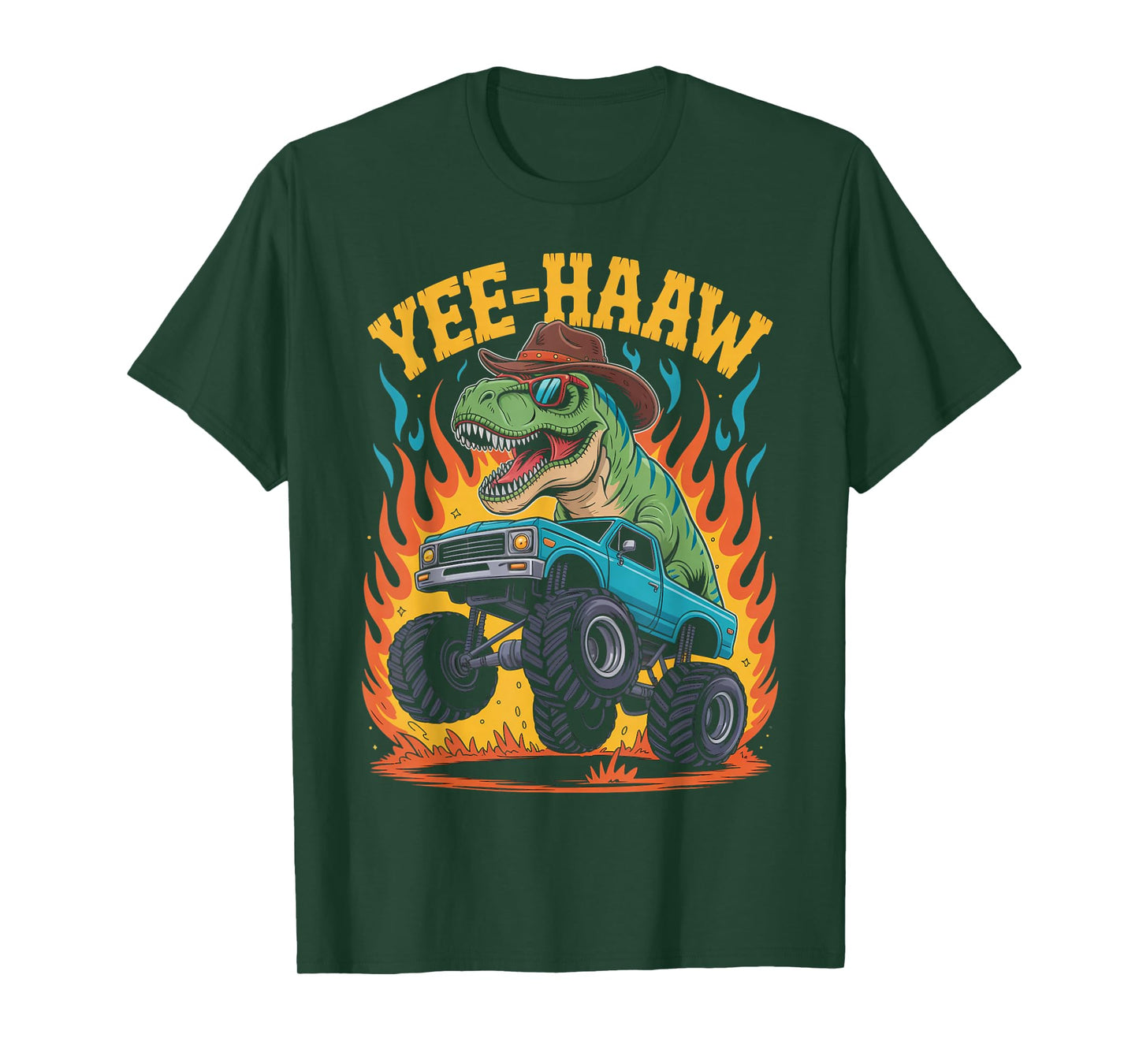 Yee-Haaw Cowboy Dino Trex Country Monster Truck Dinosaur T-Shirt