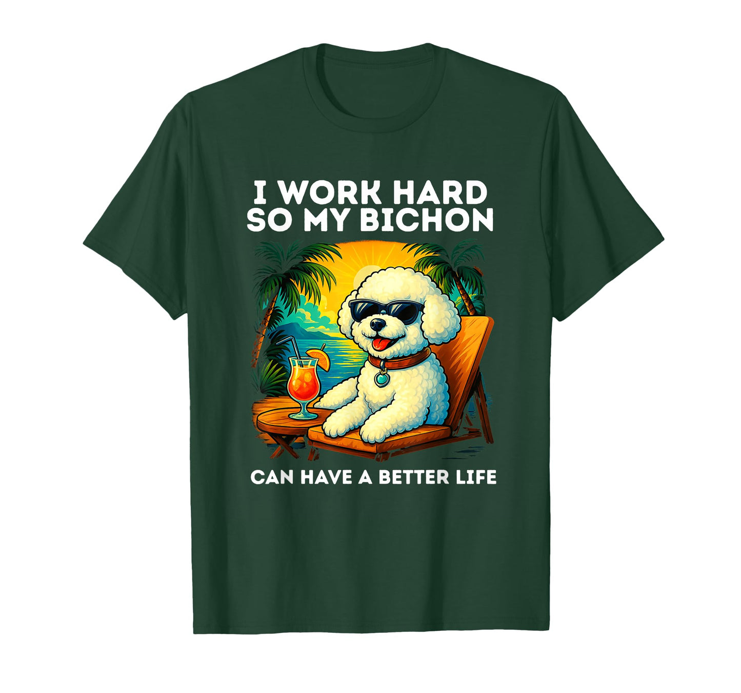 Funny Bichon Frise Dog Design I Work Hard Bichon Frise Lover T-Shirt
