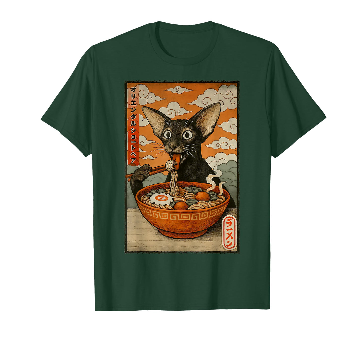 オリエンタルショートヘア Oriental Shorthair Cat Ramen Japanese Noodles T-Shirt