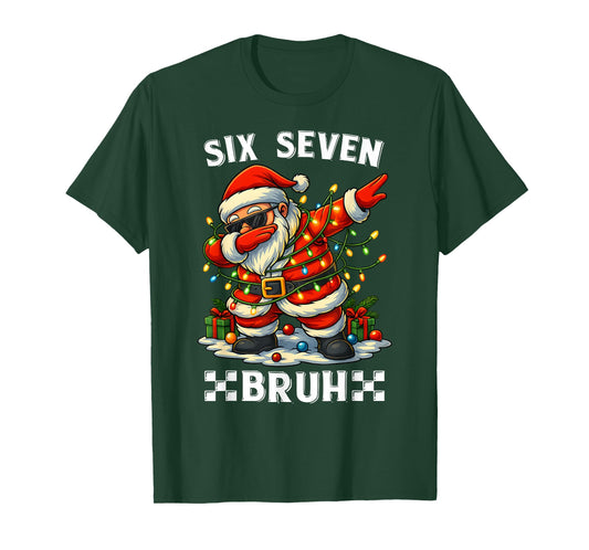 67 Six Seven Bruh Funny Christmas Dabbing Santa 6 7 Meme T-Shirt