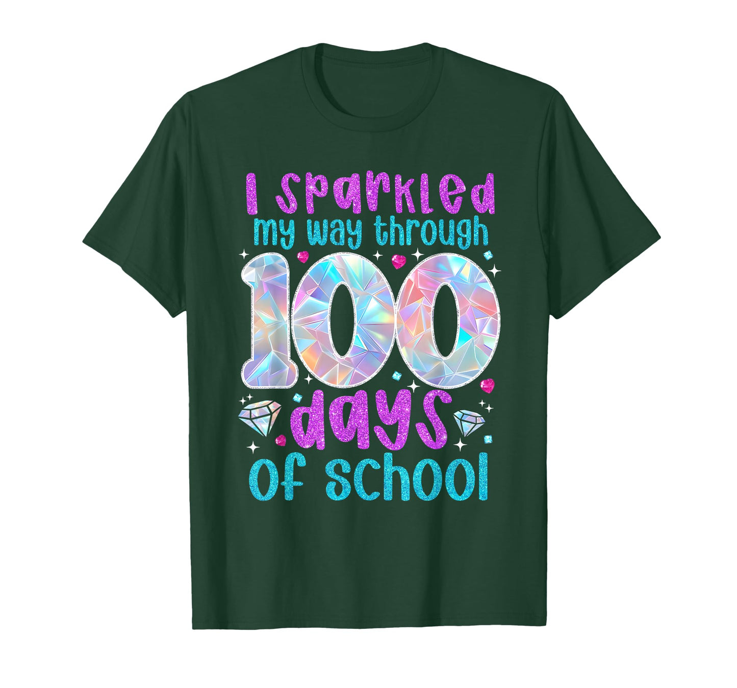 I Sparkled My Way Through 100 Days of School Funny Print T-Shirt