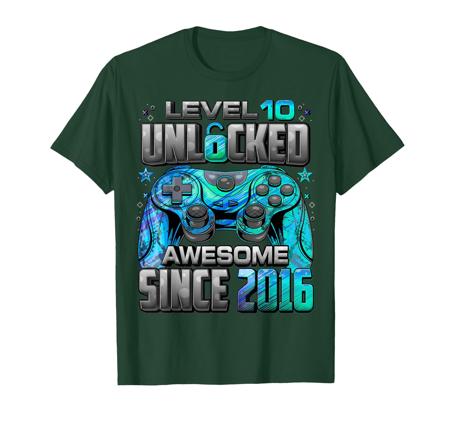 Level 10 Unlocked Awesome Since 2016 10th Birthday Gaming T-Shirt