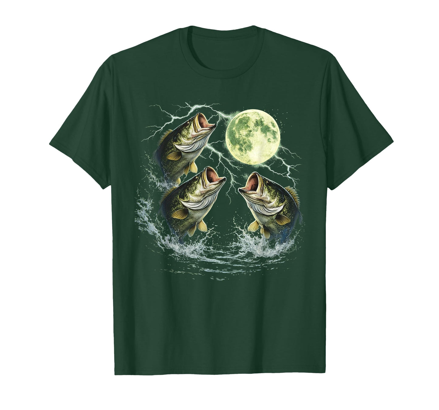 Bass Fish Howling to The Moon Vintage Angler Fisherman T-Shirt