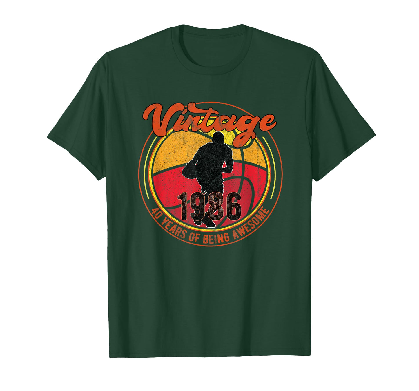 40 Year Old Gifts Vintage Basketball 1986 40th Birthday T-Shirt