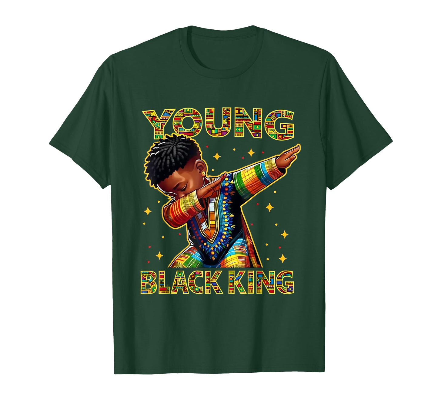 Boys African Kente Print Little Kids with King Kente Tee T-Shirt