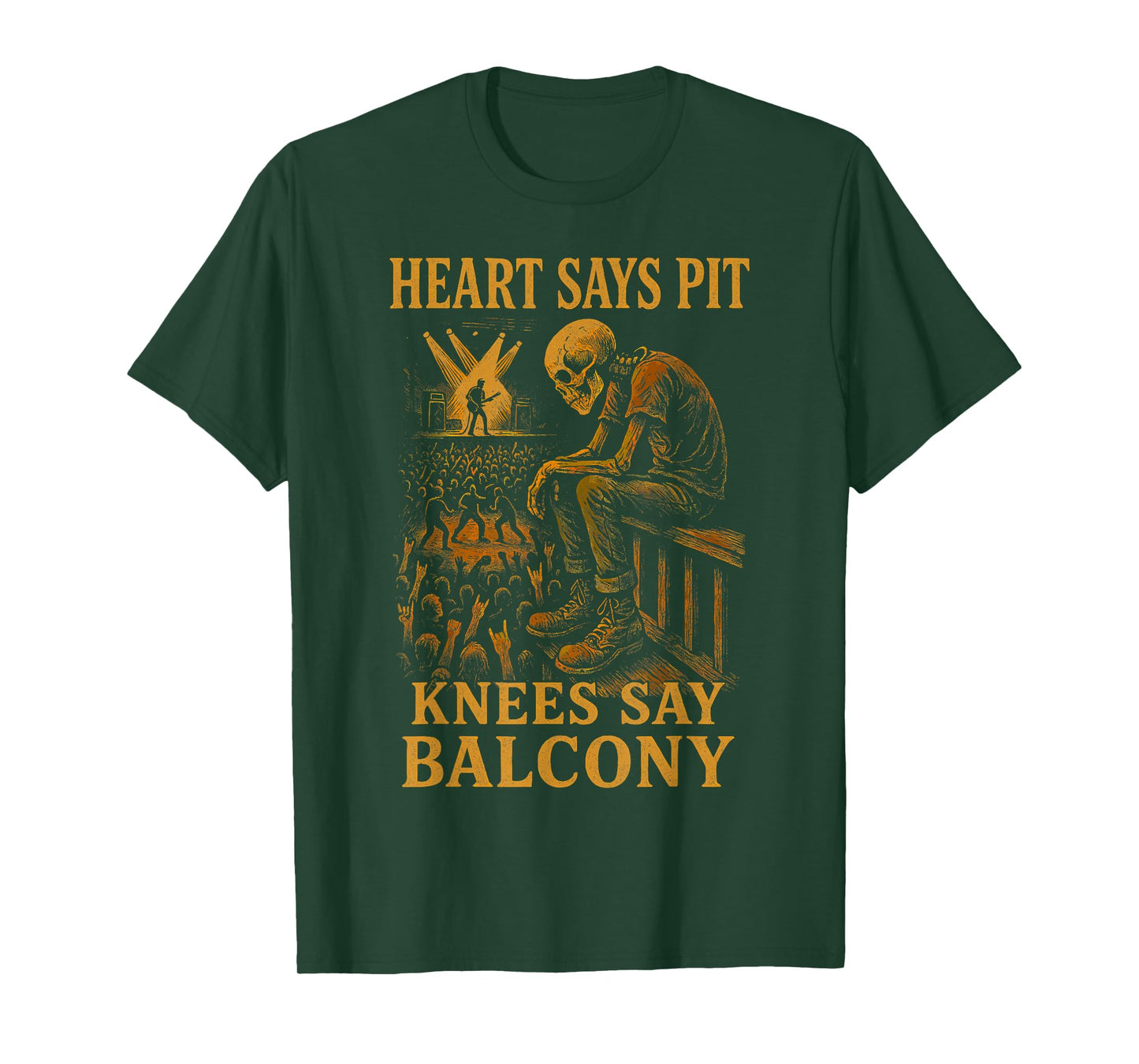 Heavy Metal Rock Concert Heart Says Pit Knees Say Balcony T-Shirt