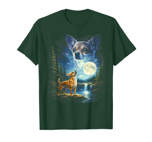 Chihuahua Howling Howl Vintage Funny Dog Moonlit Moon Art T-Shirt