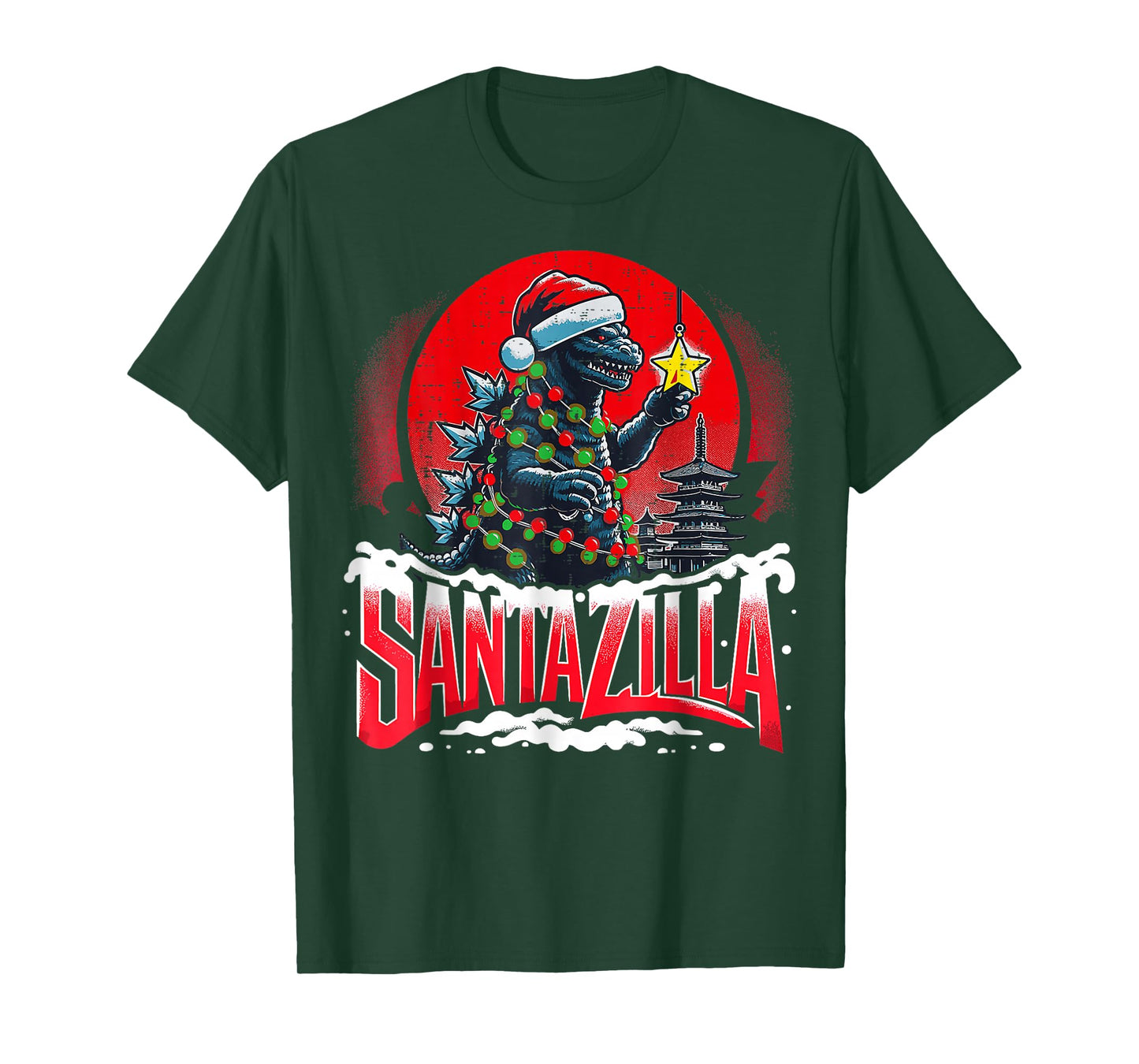 Kaiju Christmas Santazilla Japanese Monster Dinosaur Boys T-Shirt
