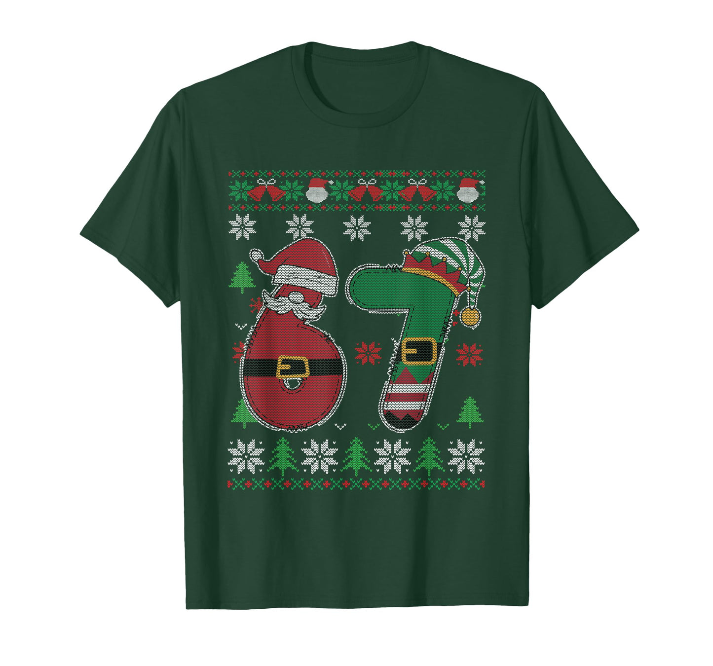 Funny 67 Meme 6 7 Ugly Sweater for Christmas Boys Kids Men T-Shirt
