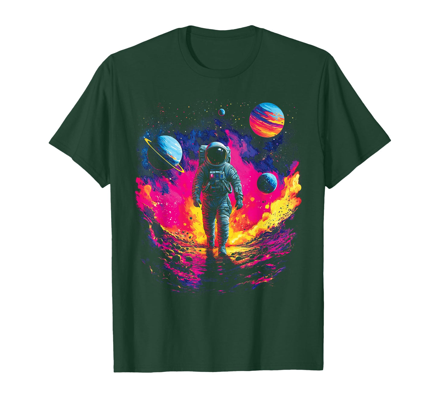Astronaut Walking in Galaxy Outer Space Explorer Science T-Shirt