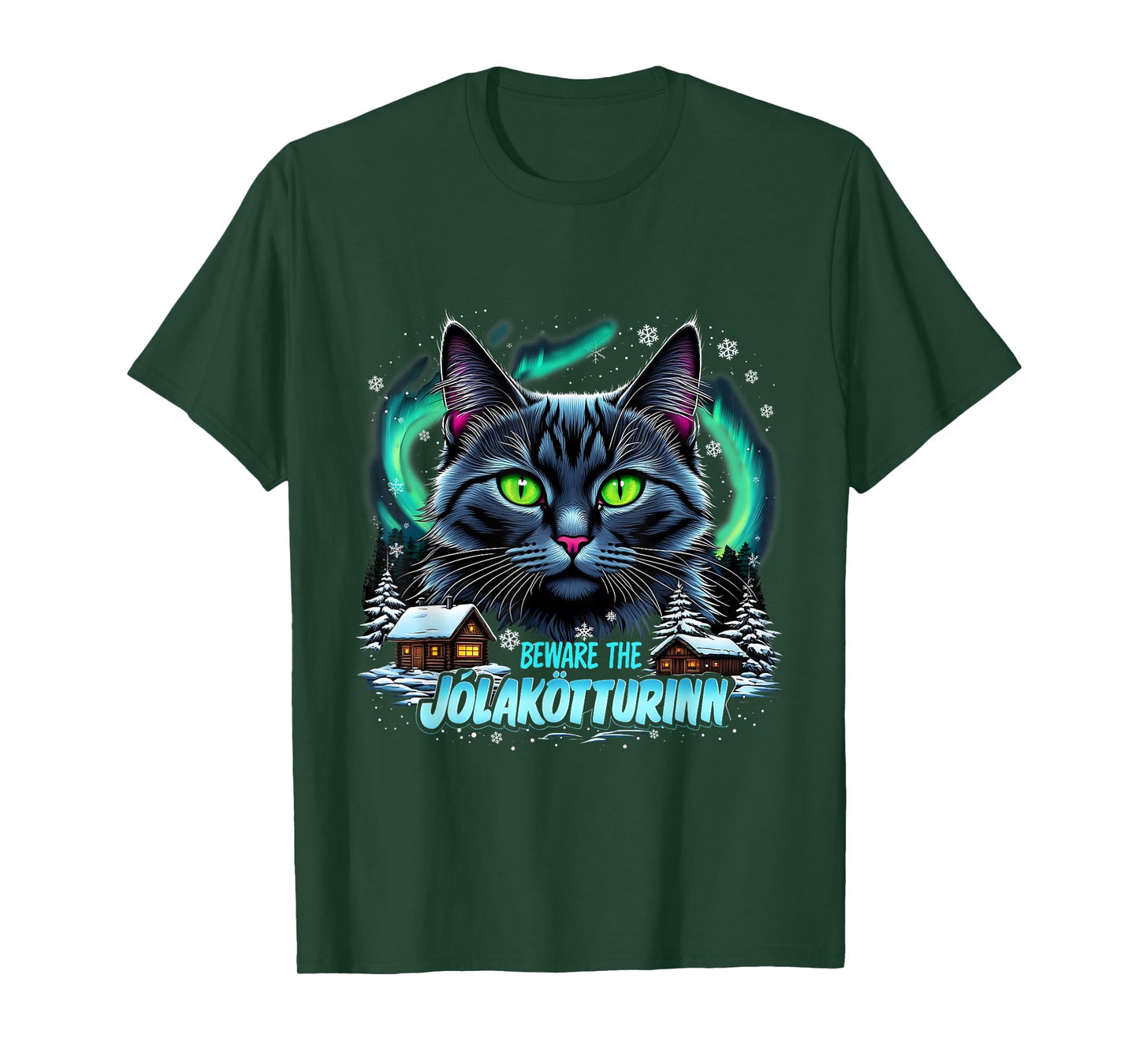 Beware The Jólakötturinn Christmas Cat Iceland Design T-Shirt
