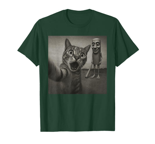 Cat Selfie Tung Tung Tung Sahur Italian Brainrot Funny Meme T-Shirt