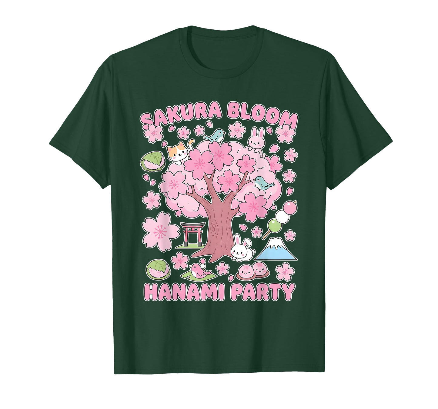 Sakura Bloom Hanami Party Cute Japanese Kawaii Spring Animal T-Shirt