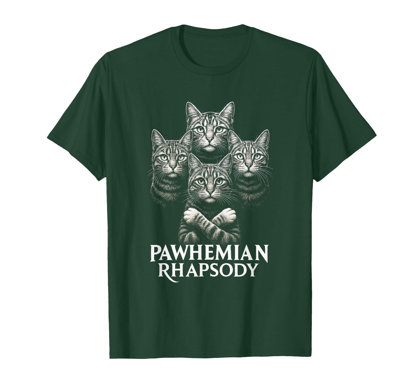 Pawhemian Rhapsody Feline Music Group Tabby Animal Lover T-Shirt