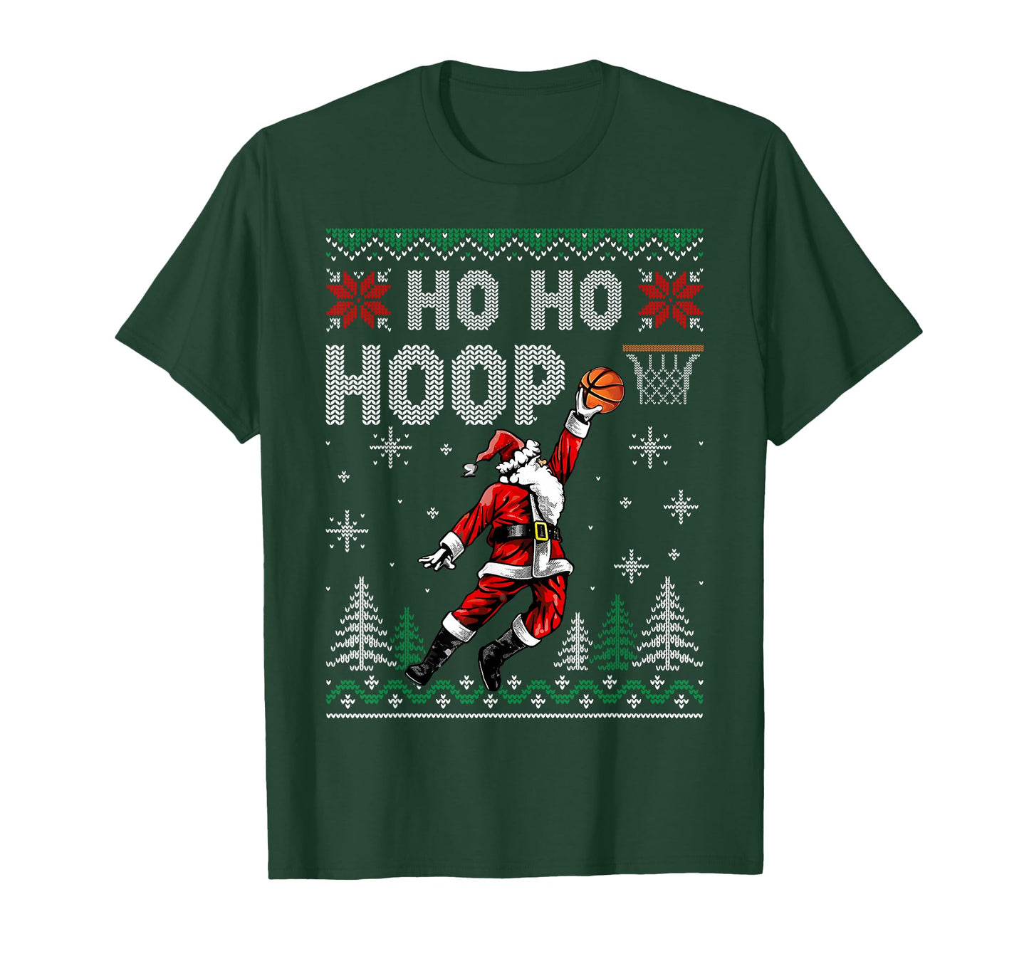 Ho Ho Hoop Santa Basketball Christmas Ugly Sweater T-Shirt