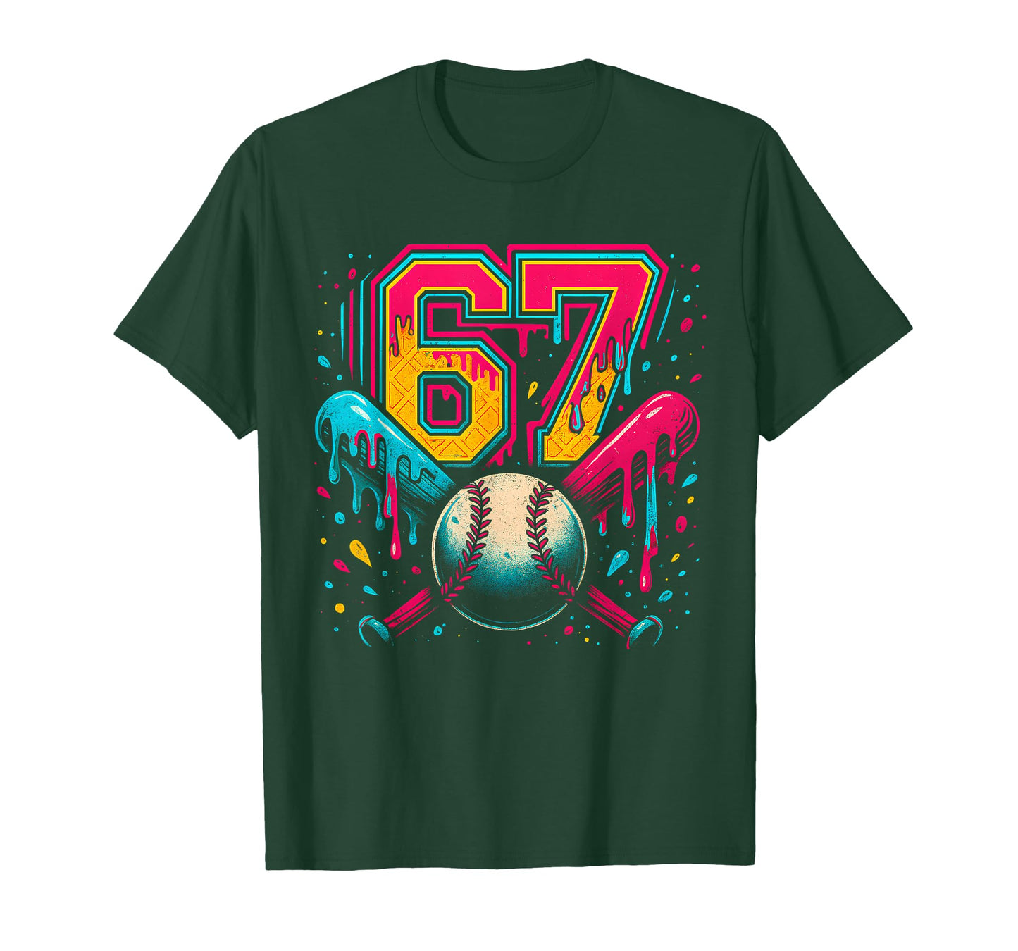 Baseball Drip 6 7 Number 67 Six Seven Meme Mens Boys Kids T-Shirt