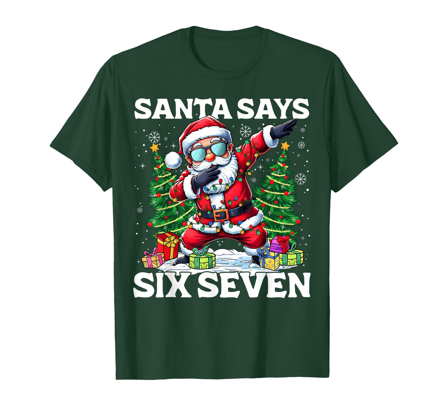 Funny Dabbing Santa Says Six Seven 67 Meme Christmas Kids T-Shirt