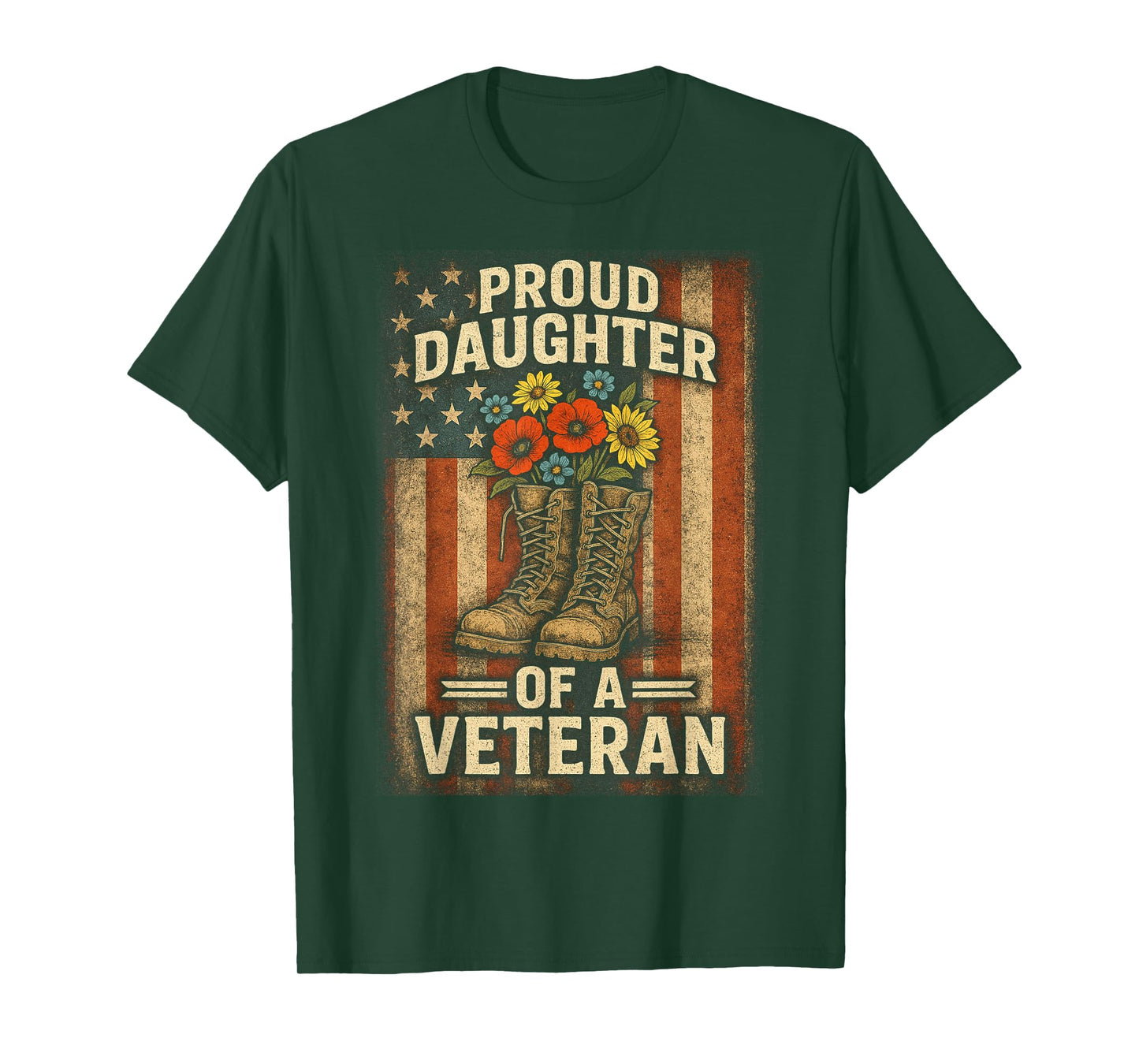 Proud Daughter Veteran Day American Flag Military T-Shirt