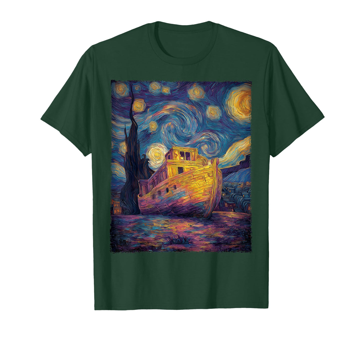 Noah's Ark Christian Bible Van Gogh Starry Night Painting T-Shirt
