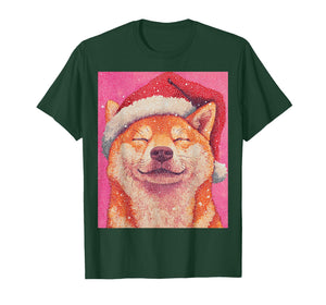 Shiba Inu Pink Dog Christmas T-Shirt