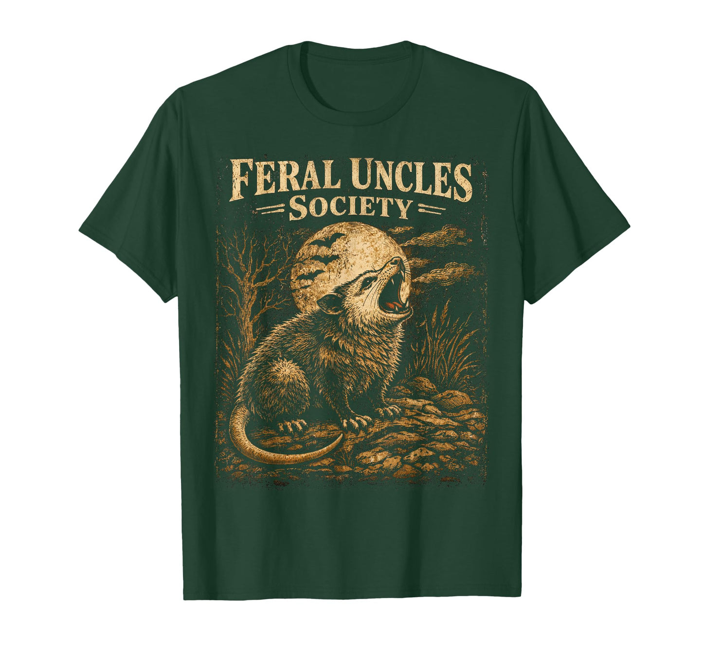 Feral Uncles Society Funny Opossum Folklore Vintage Graphic T-Shirt