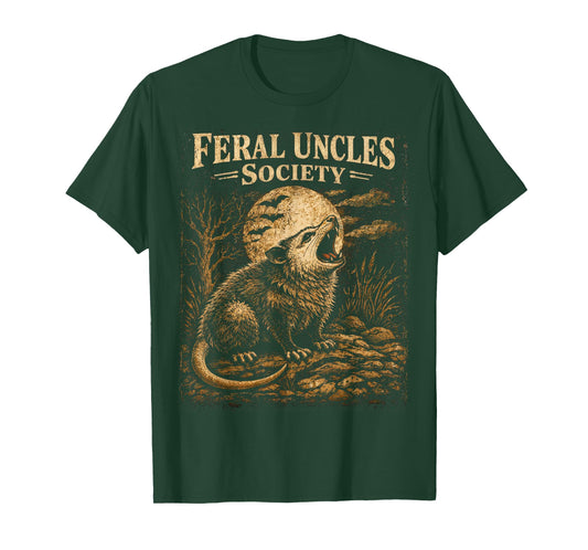 Feral Uncles Society Funny Opossum Folklore Vintage Graphic T-Shirt