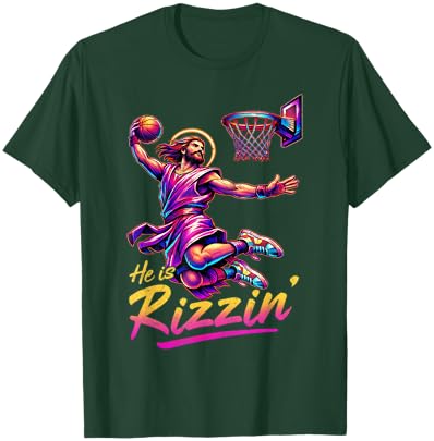 He is Rizzin Basketball Jesus Has Rizzen Easter Christian T-Shirt