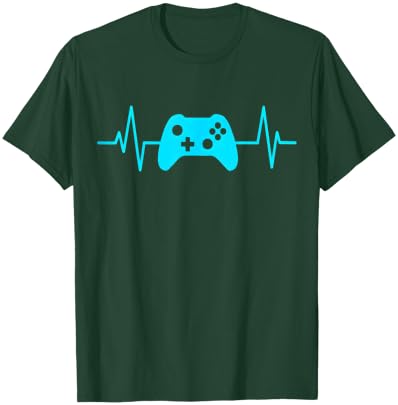 Gamer Heartbeat Pulse Video Game Controller EKG Teen Boy Men T-Shirt - T-Shirt | Forest
