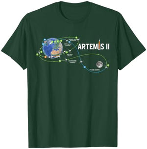 Artemis 2 Route Map SLS Rocket Launch Mission to The Moon T-Shirt - T-Shirt | Forest