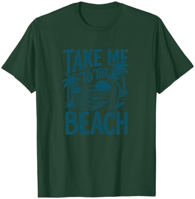 Take Me to The Beach Palm Tree Surf Sunset Retro Vacation T-Shirt - T-Shirt | Forest