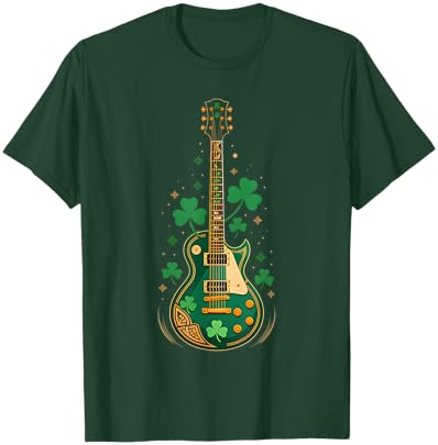 Electric Guitar Shamrock St Patrick's Day Bass Guitarist T-Shirt - T-Shirt | Forest