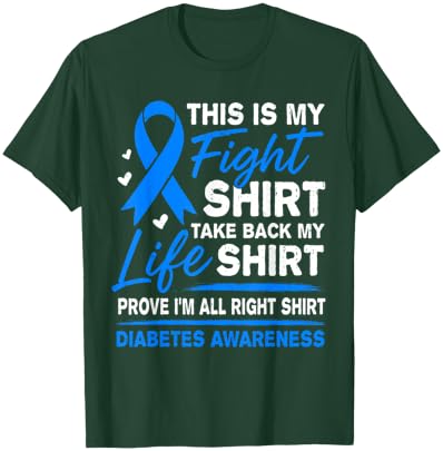 Fight Type 1 Diabetes Awareness T1D Ribbon Blue T-Shirt - T-Shirt | Forest