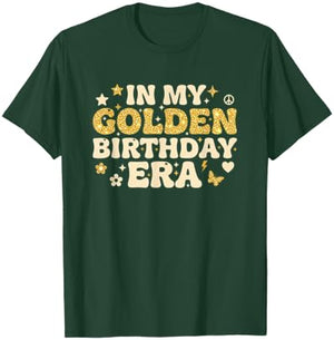Birthday in My Golden Birthday Era Retro Groovy Celebration T-Shirt - T-Shirt | Forest