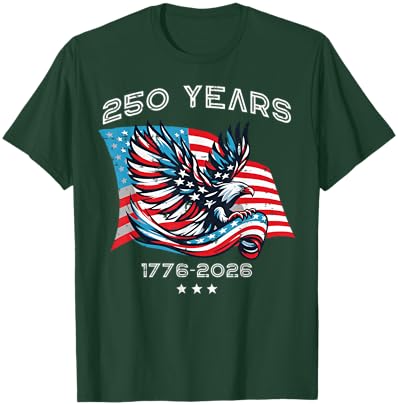 250th Anniversary 250 Years American US Flag Women Men Kids T-Shirt - T-Shirt | Forest