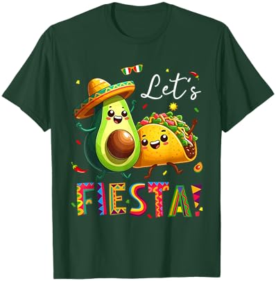 Let’s Fiesta Cinco de Mayo Avocado Tacos Mexican Party T-Shirt - T-Shirt | Forest